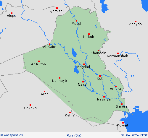 estado de la vía Irak Asia Mapas de pronósticos