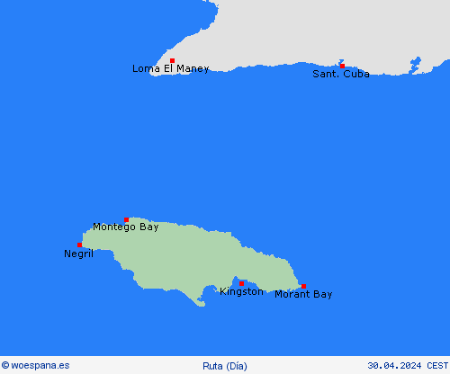 estado de la vía Jamaica Centroamérica Mapas de pronósticos