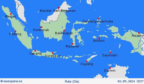 estado de la vía Indonesia Asia Mapas de pronósticos