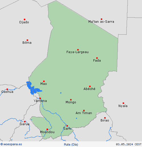estado de la vía Chad África Mapas de pronósticos