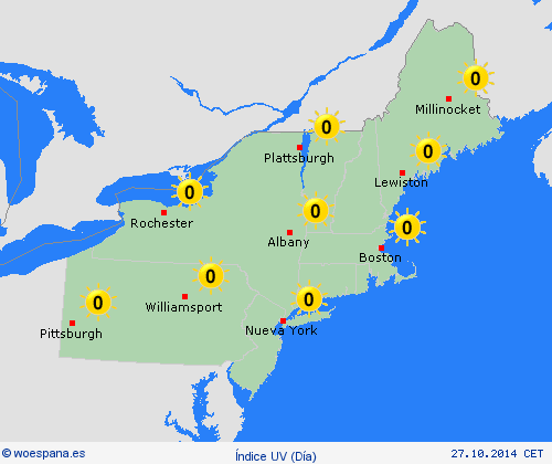 índice uv  Suramérica Mapas de pronósticos