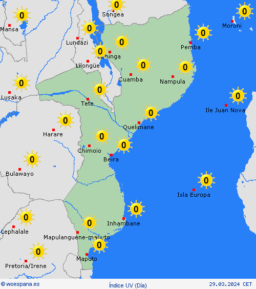 índice uv Mozambique África Mapas de pronósticos
