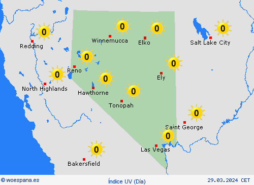 índice uv Nevada Norteamérica Mapas de pronósticos