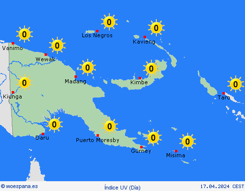 índice uv Papúa Nueva Guinea Oceanía Mapas de pronósticos