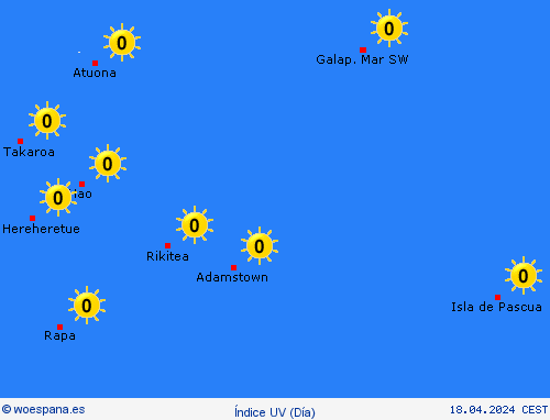 índice uv Islas Pitcairn Oceanía Mapas de pronósticos