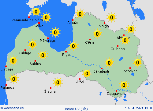 índice uv Letonia Europa Mapas de pronósticos