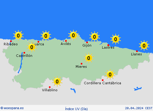 índice uv  España Mapas de pronósticos