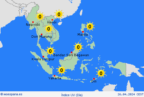 índice uv  Asia Mapas de pronósticos