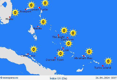 índice uv Bahamas Centroamérica Mapas de pronósticos