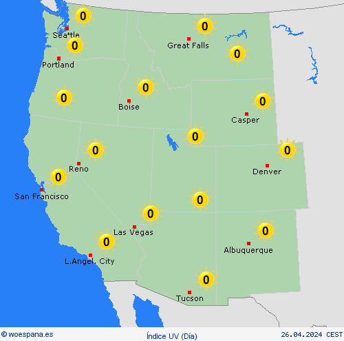 índice uv  Antártida Mapas de pronósticos