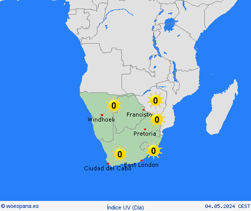 índice uv  África Mapas de pronósticos