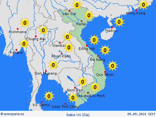 índice uv Vietnam Asia Mapas de pronósticos
