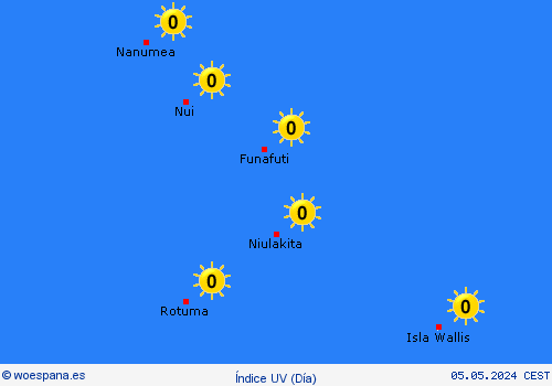 índice uv Tuvalu Oceanía Mapas de pronósticos