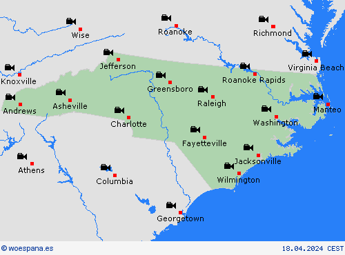 cámara web Carolina del Norte Norteamérica Mapas de pronósticos