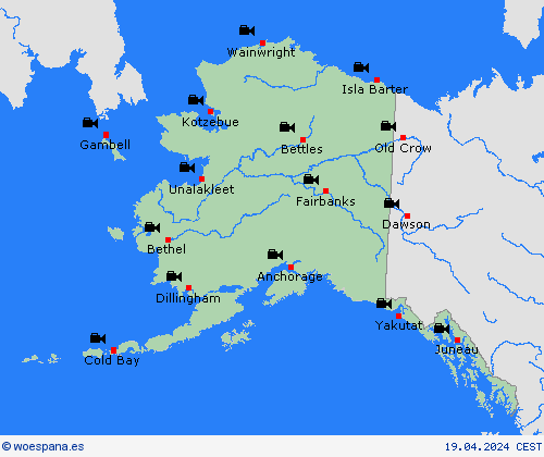 cámara web Alaska Norteamérica Mapas de pronósticos