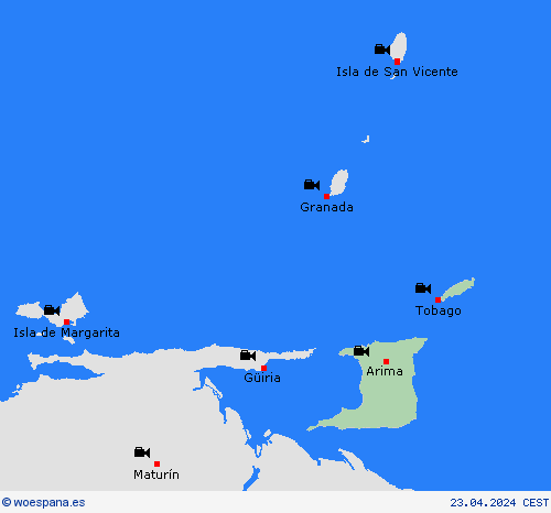 cámara web Trinidad y Tobago Suramérica Mapas de pronósticos