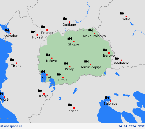 cámara web Macedonia del Norte Europa Mapas de pronósticos