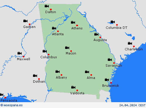 cámara web Georgia Norteamérica Mapas de pronósticos