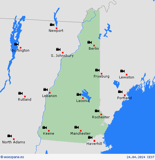 cámara web Nuevo Hampshire Norteamérica Mapas de pronósticos