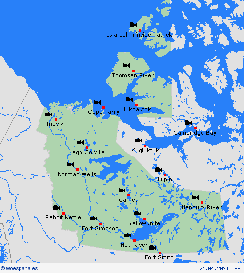 cámara web Territorios del Noroeste Norteamérica Mapas de pronósticos