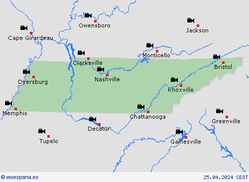 cámara web Tennessee Norteamérica Mapas de pronósticos