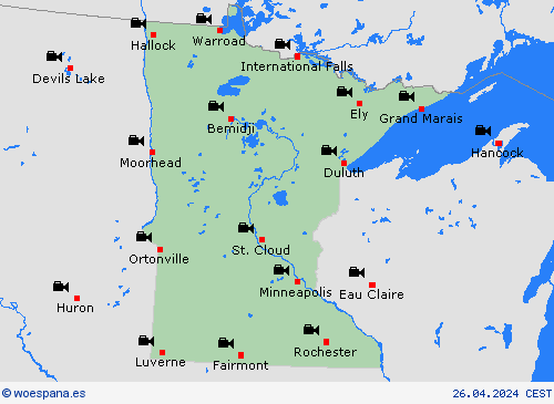 cámara web Minnesota Norteamérica Mapas de pronósticos