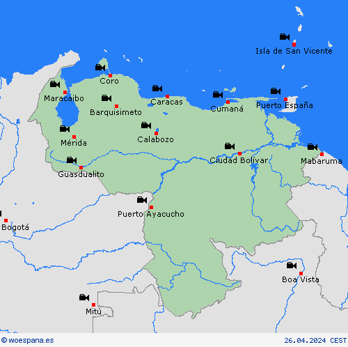 cámara web Venezuela Suramérica Mapas de pronósticos