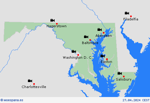 cámara web Maryland Norteamérica Mapas de pronósticos