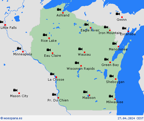 cámara web Wisconsin Norteamérica Mapas de pronósticos