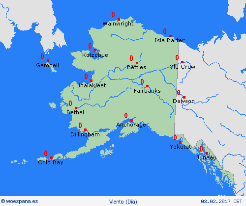 viento Alaska Norteamérica Mapas de pronósticos