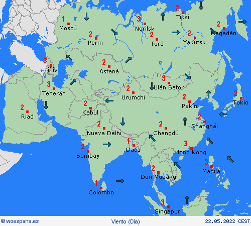 viento  Asia Mapas de pronósticos