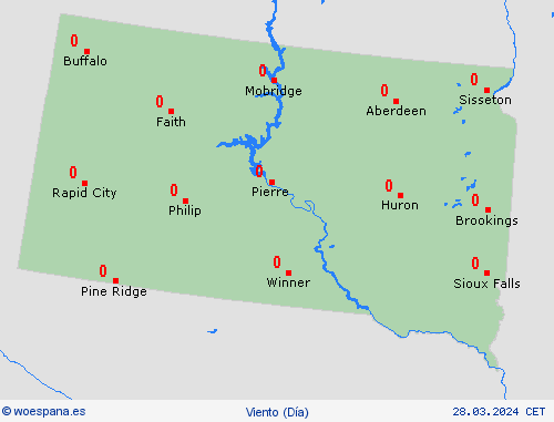 viento Dakota del Sur Norteamérica Mapas de pronósticos
