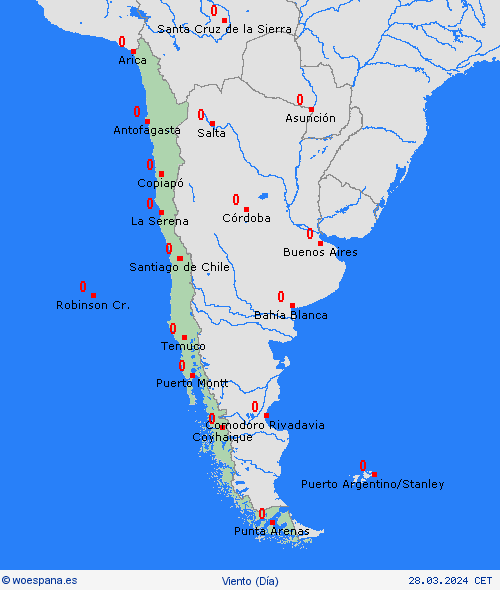 viento Chile Suramérica Mapas de pronósticos