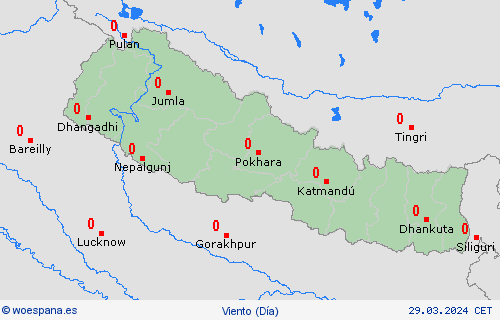 viento Nepal Asia Mapas de pronósticos