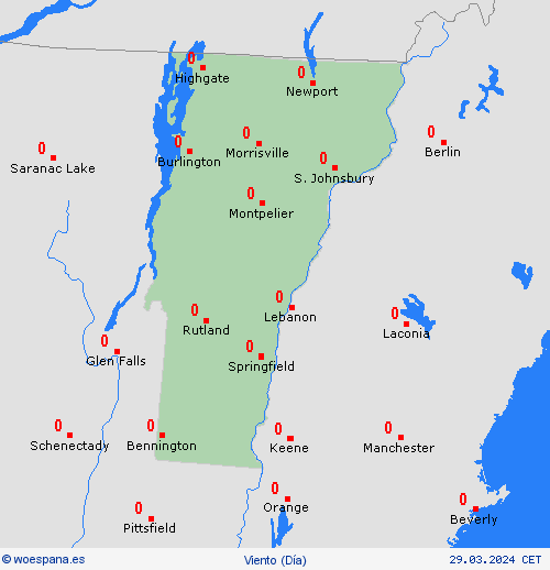 viento Vermont Norteamérica Mapas de pronósticos