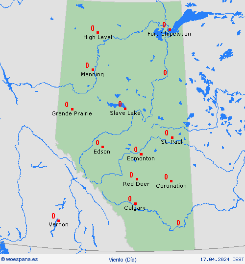 viento Alberta Norteamérica Mapas de pronósticos