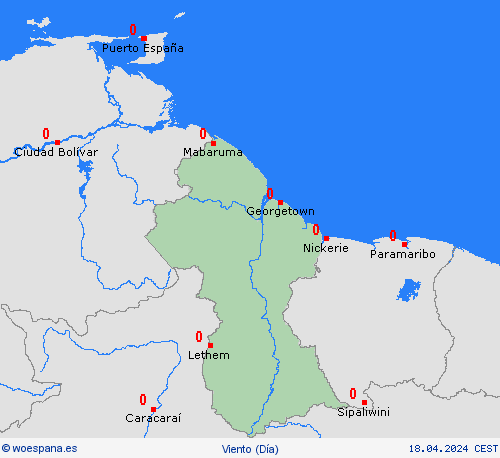 viento Guyana Suramérica Mapas de pronósticos