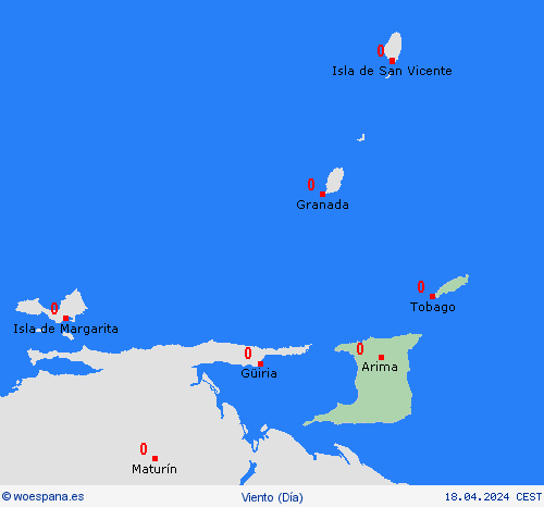 viento Trinidad y Tobago Suramérica Mapas de pronósticos