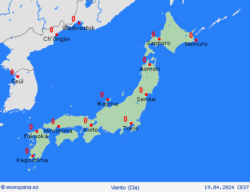 viento Japón Asia Mapas de pronósticos
