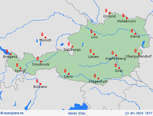 viento Austria Europa Mapas de pronósticos