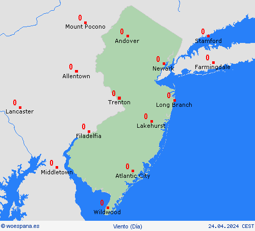 viento Nueva Jersey Norteamérica Mapas de pronósticos