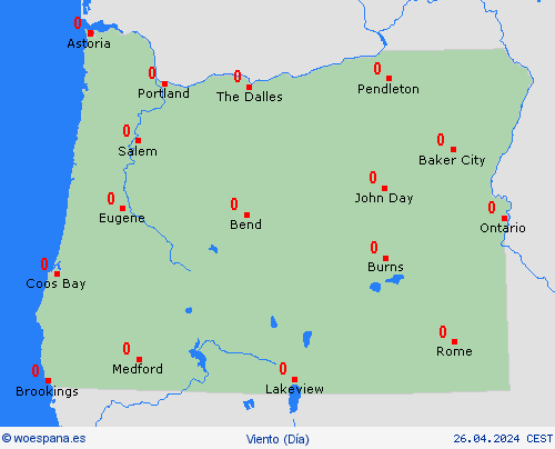 viento Oregón Norteamérica Mapas de pronósticos