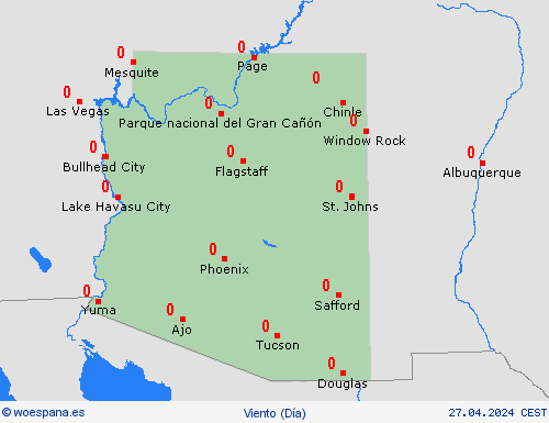 viento Arizona Norteamérica Mapas de pronósticos