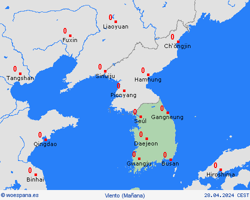 viento Corea del Sur Asia Mapas de pronósticos