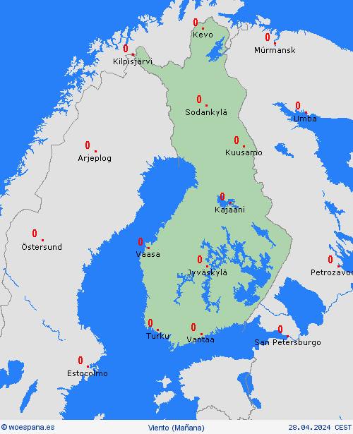 viento Finlandia Europa Mapas de pronósticos