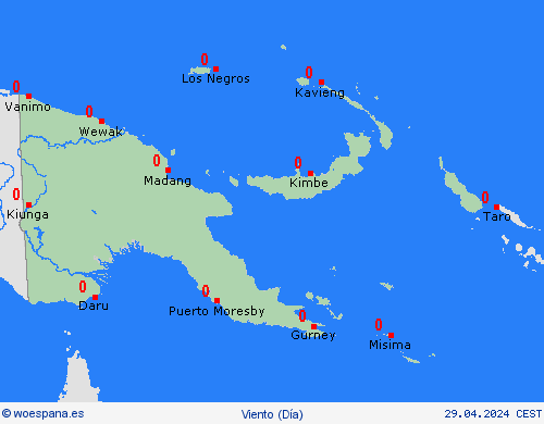 viento Papúa Nueva Guinea Oceanía Mapas de pronósticos