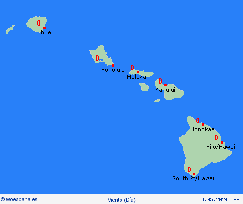 viento Hawái Oceanía Mapas de pronósticos