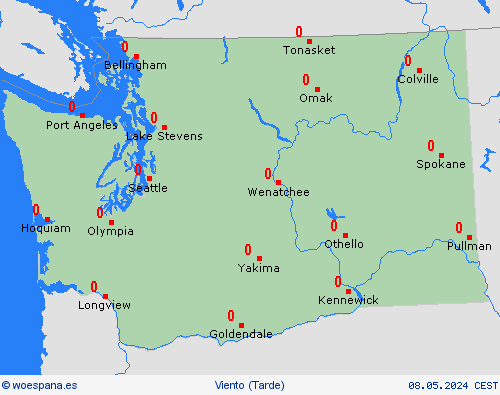 viento Washington Norteamérica Mapas de pronósticos