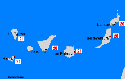 Temperatura del agua - Canarias - jue, 25-04