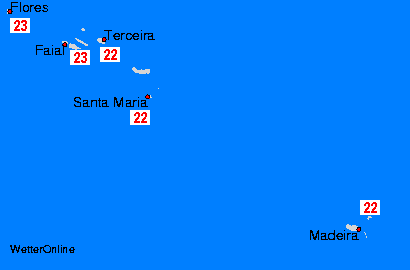 Temperatura del agua - Azores - jue, 25-04